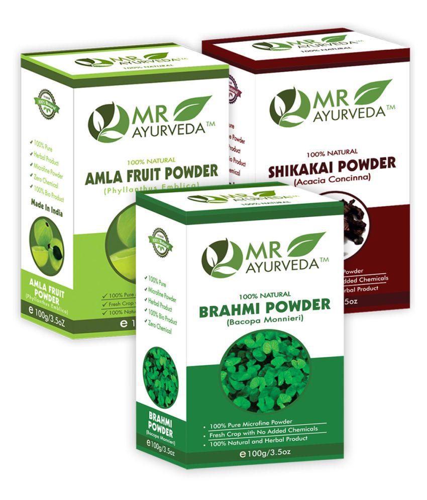     			MR Ayurveda 100% Herbal Brahmi Powder, Amla Powder & Shikakai Powder Hair Scalp Treatment 300 g Pack of 3