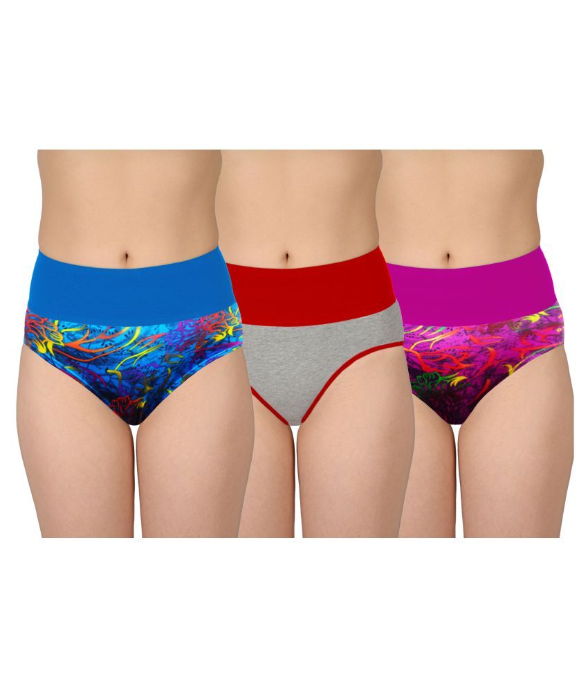     			Madam Cotton Lycra Hipsters - Pack of 3