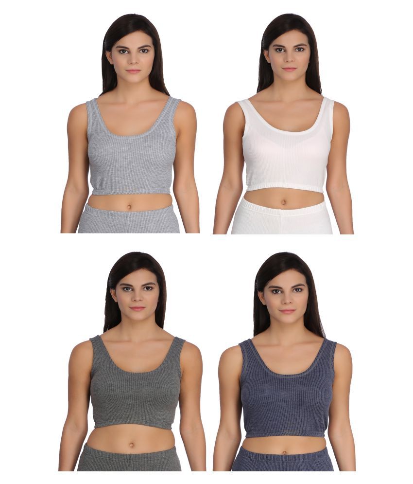     			Selfcare Cotton Blend Topwear - Grey Pack of 4