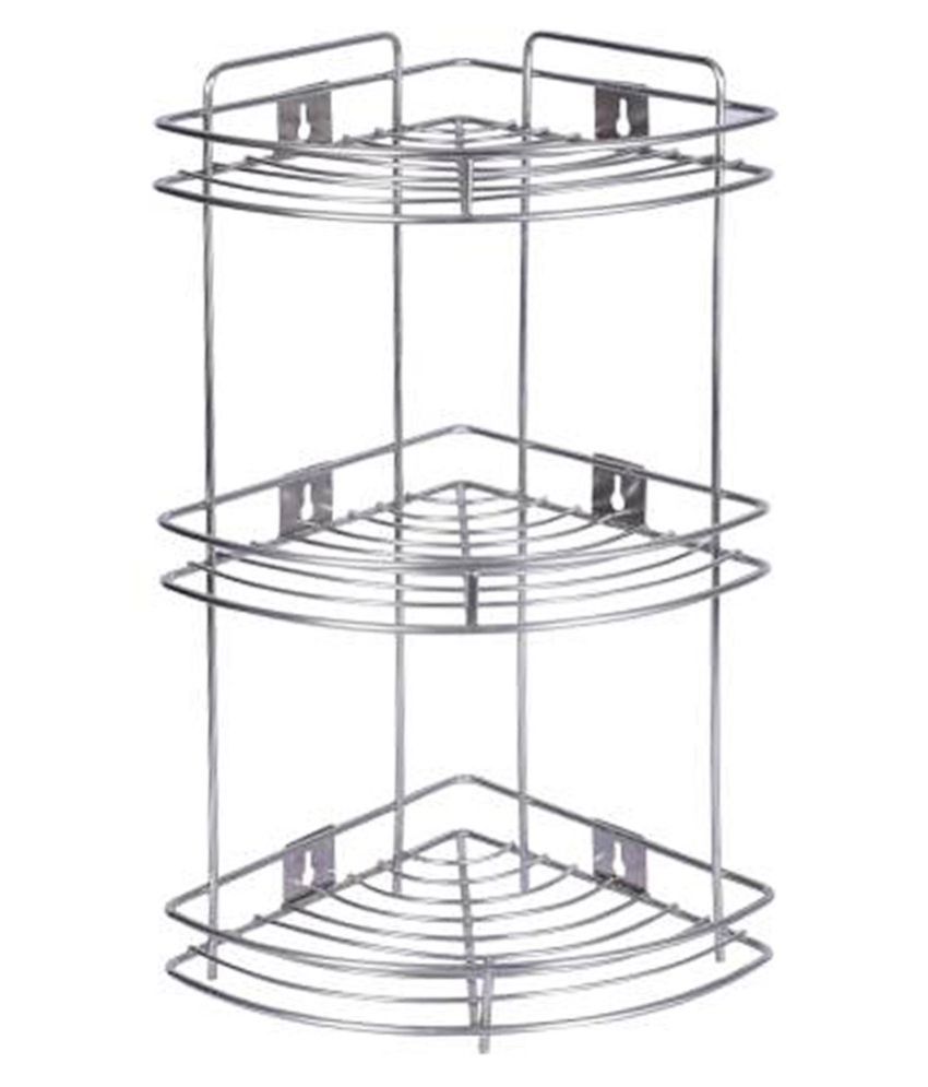     			Oc9 Stainless Steel Corner Rack / Corner Stand / Multipurpose Rack / Wall Mounted  Corner Rack (9"X9"X20" Inch) For Kitchen & Bathroom