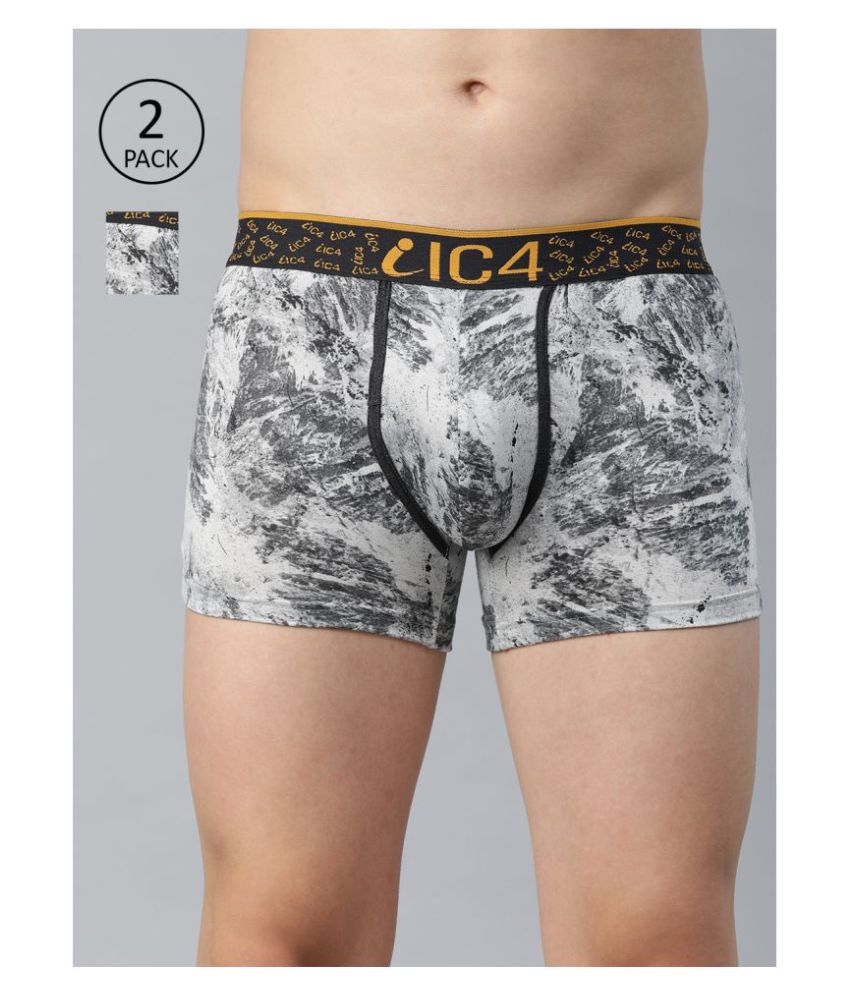     			IC4 - Light Grey Cotton Blend Men's Trunks ( Pack of 2 )