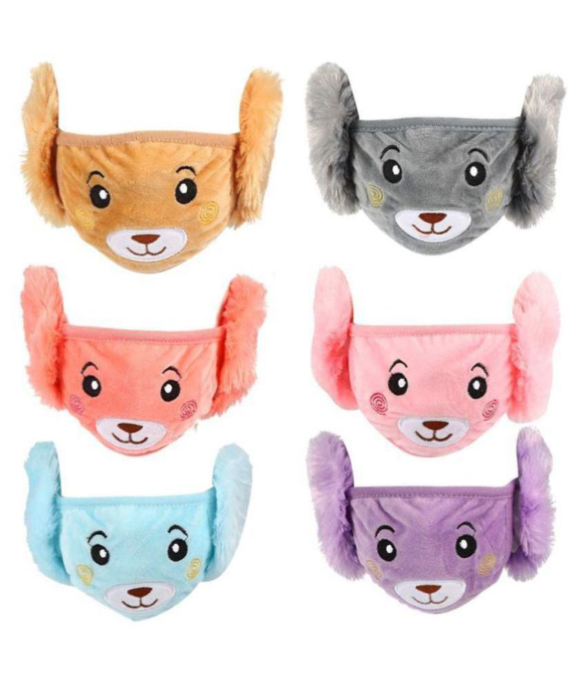 Winter Warm Face Plush Ear Muffs Ear Covers For kids (Size 3-13 Years) (Pack of 2) (Assorted Colors and Design)