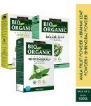 Indus Valley BIO Organic Amla + Bhringraj + Brahmi Natural Powder- 3-in-1 Combo Pack (300 g)