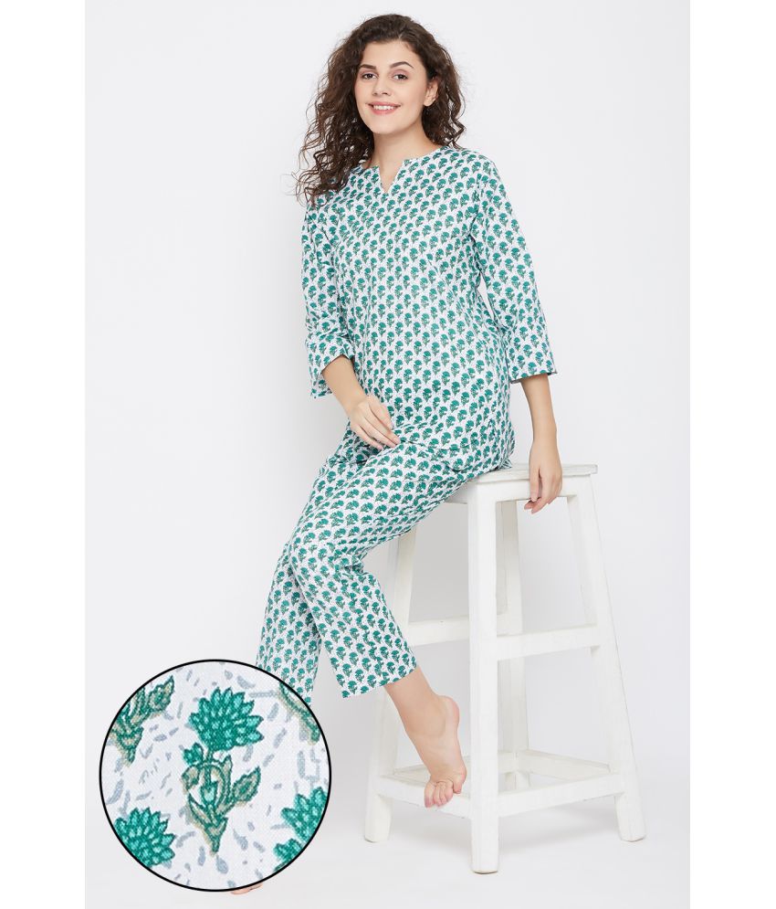     			Clovia Cotton Nightsuit Sets - Green Pack of 2