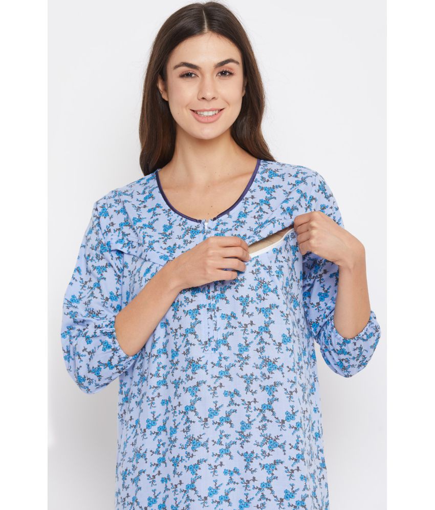 Buy Clovia Cotton Nighty & Night Gowns - Blue Single Online at Best Prices in India - Snapdeal