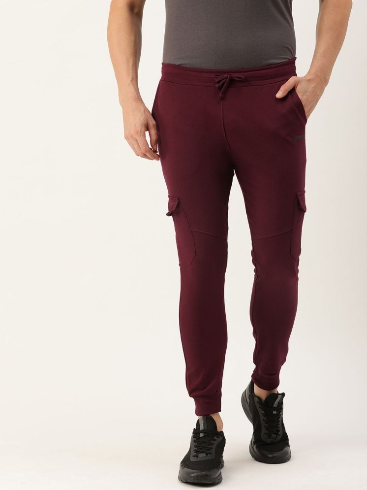     			The Indian Garage Co. Slim Flat Men's Joggers - Burgundy ( Pack of 1 )