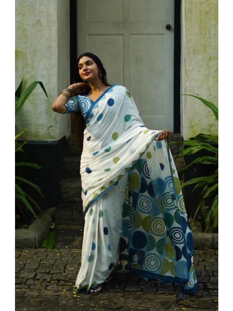     			AWRIYA Pack of 1 Chanderi Printed Saree With Blouse Piece ( Blue )