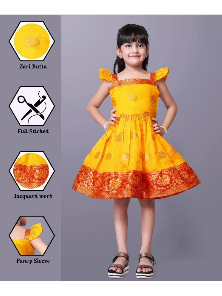     			Aarya Creation Silk Frock For Baby Girls ( Pack of 1 , Yellow )