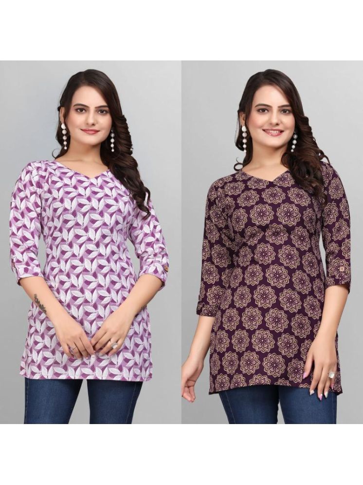     			Devakii Pack of 2 Cotton Blend Printed A-line Women's Kurti - ( Multicolor )