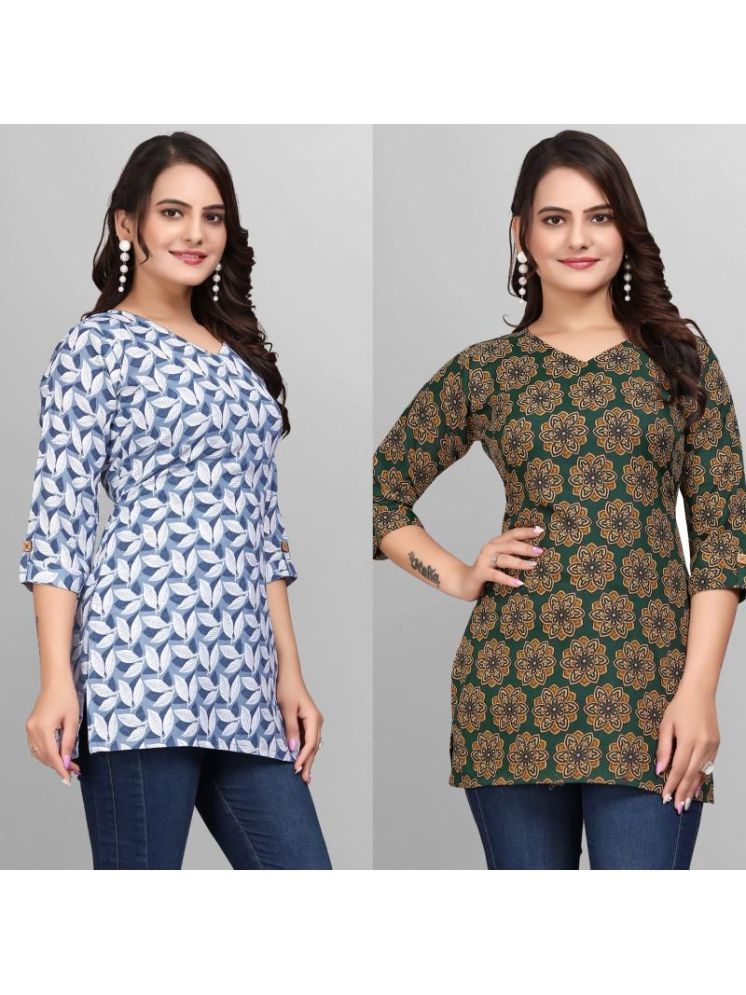     			Devakii Pack of 2 Cotton Blend Printed A-line Women's Kurti - ( Multicolor )