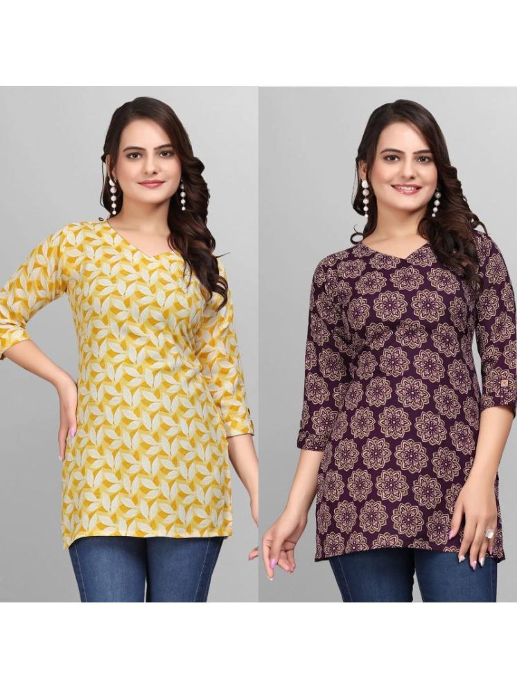     			Devakii Pack of 2 Cotton Blend Printed A-line Women's Kurti - ( Multicolor )