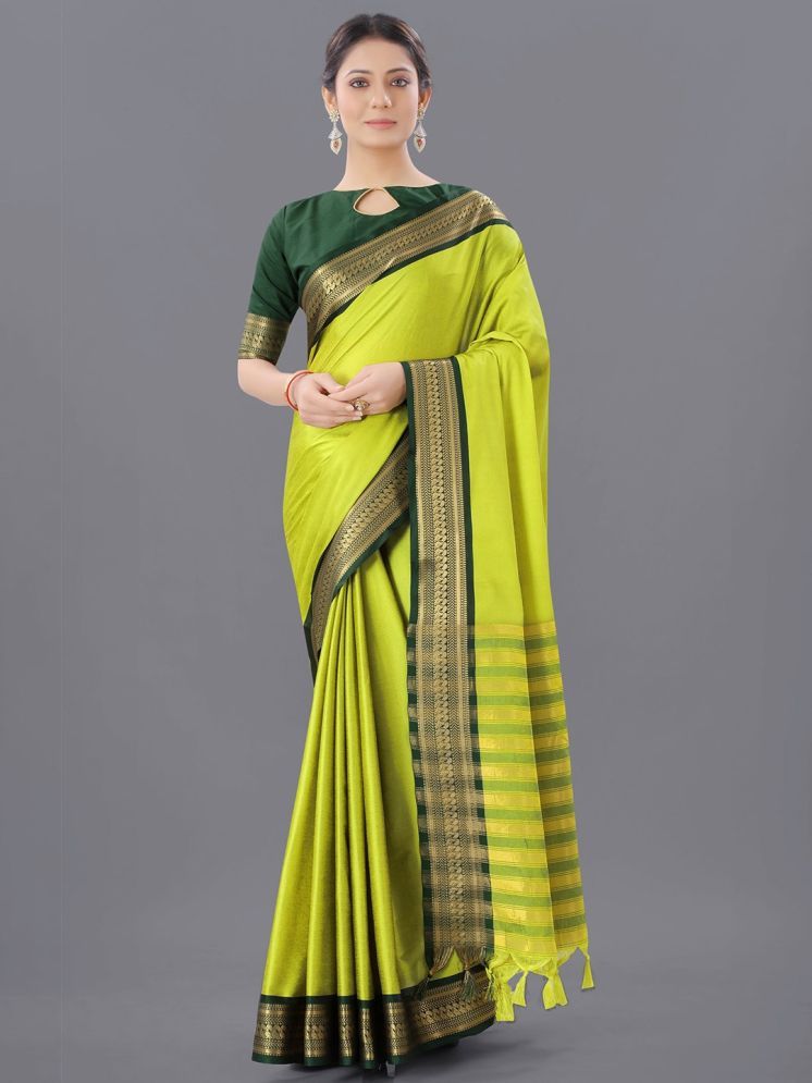     			Kalpana Creation Pack of 1 Cotton Silk Woven Saree With Blouse Piece ( Lime Green )