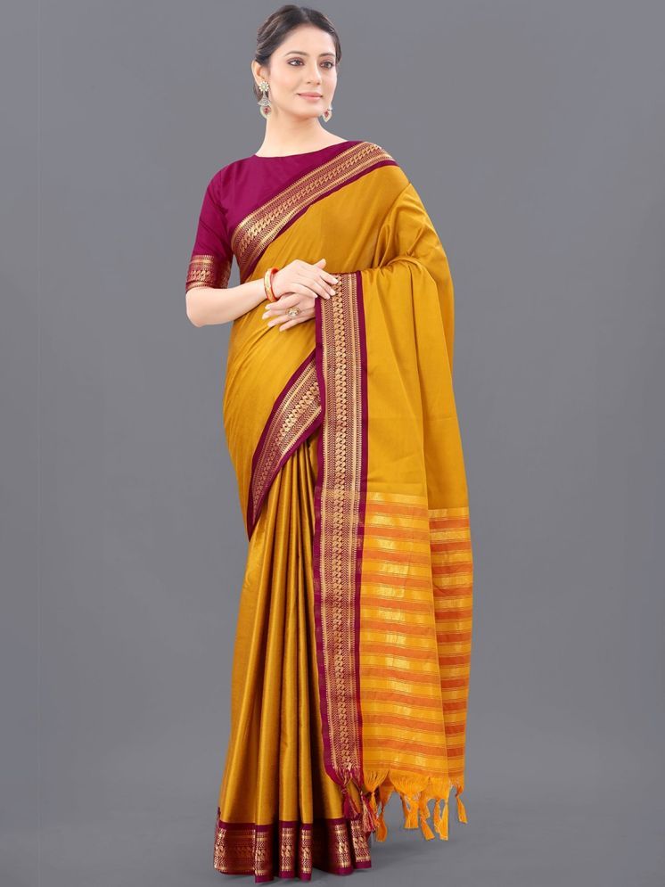     			Kalpana Creation Pack of 1 Cotton Silk Woven Saree With Blouse Piece ( Mustard )