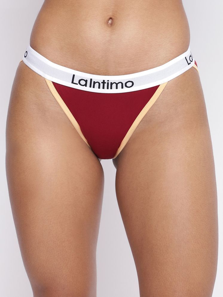     			La Intimo Pack of 1 Cotton Lycra Bikini For Women ( Maroon )