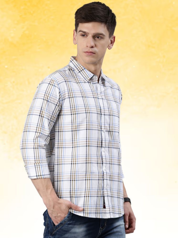     			Lucky Roger Cotton Blend Regular Fit Checks Full Sleeves Men's Casual Shirt - White ( Pack of 1 )