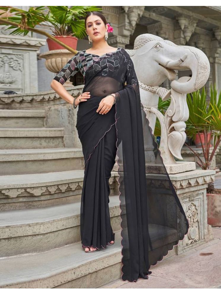     			Sanjana Silks Pack of 1 Georgette Embellished Saree With Blouse Piece ( Black )