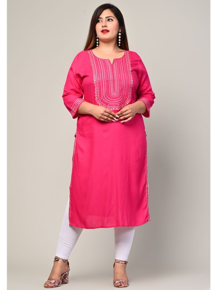     			Swasti Pack of 1 Cotton Printed Straight Women's Kurti - ( Pink )