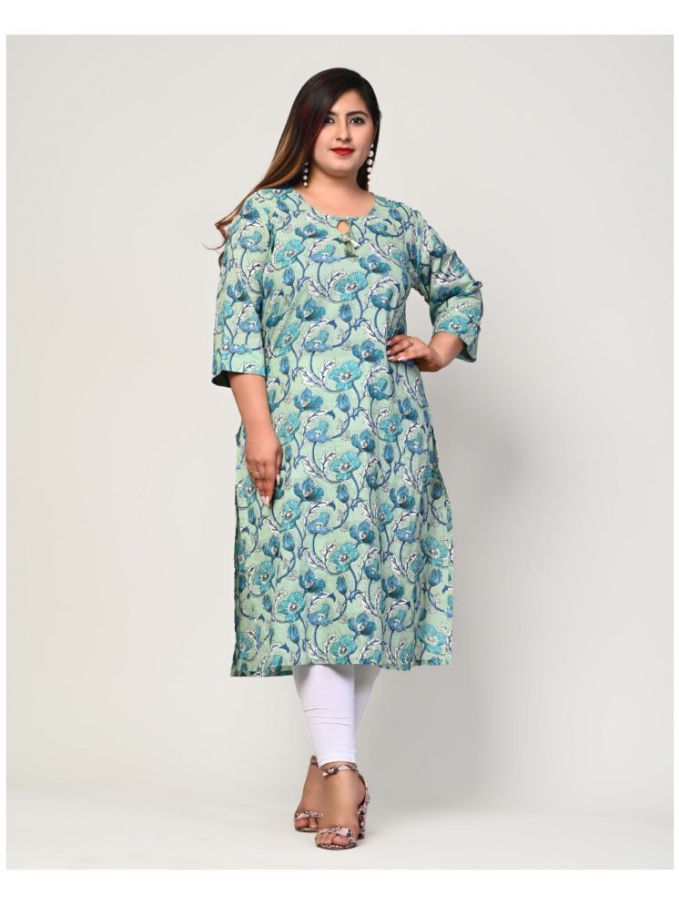     			Swasti Pack of 1 Cotton Printed Straight Women's Kurti - ( Green )