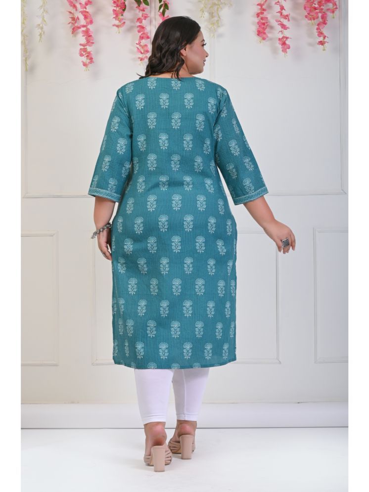     			Swasti Pack of 1 Cotton Printed Straight Women's Kurti - ( Green )