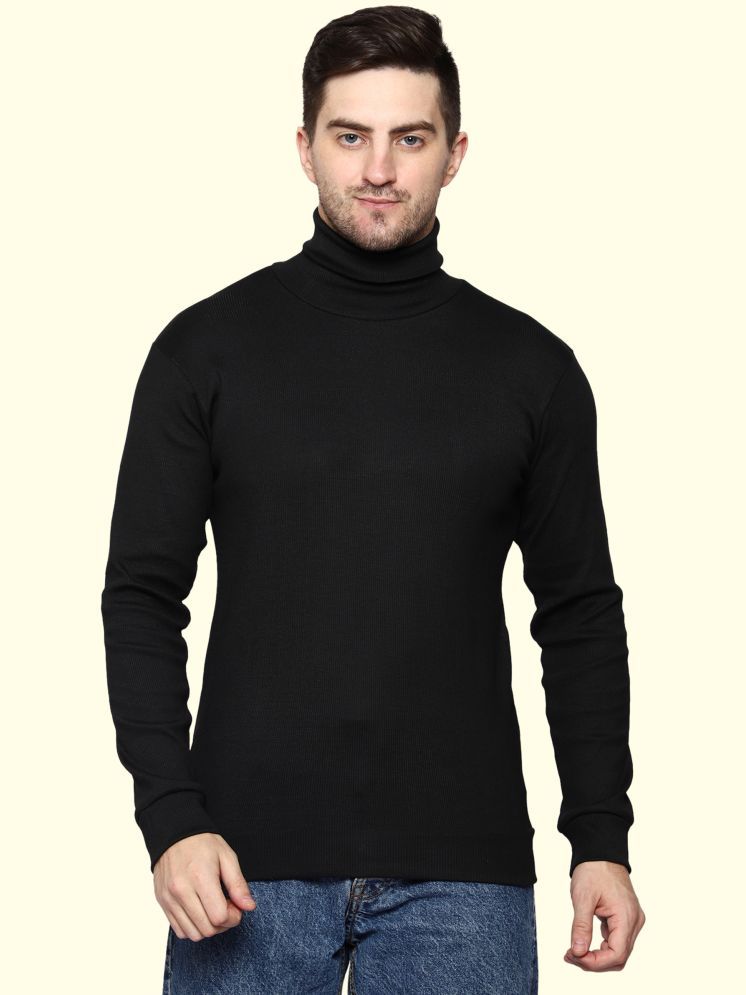     			TQH Cotton Blend Slim Fit Solid Full Sleeves Men's High Neck T-Shirt - Black ( Pack of 1 )