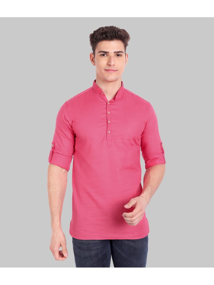     			Vida Loca Linen Slim Fit Solids Rollup Sleeves Men's Casual Shirt - Dark Pink ( Pack of 1 )