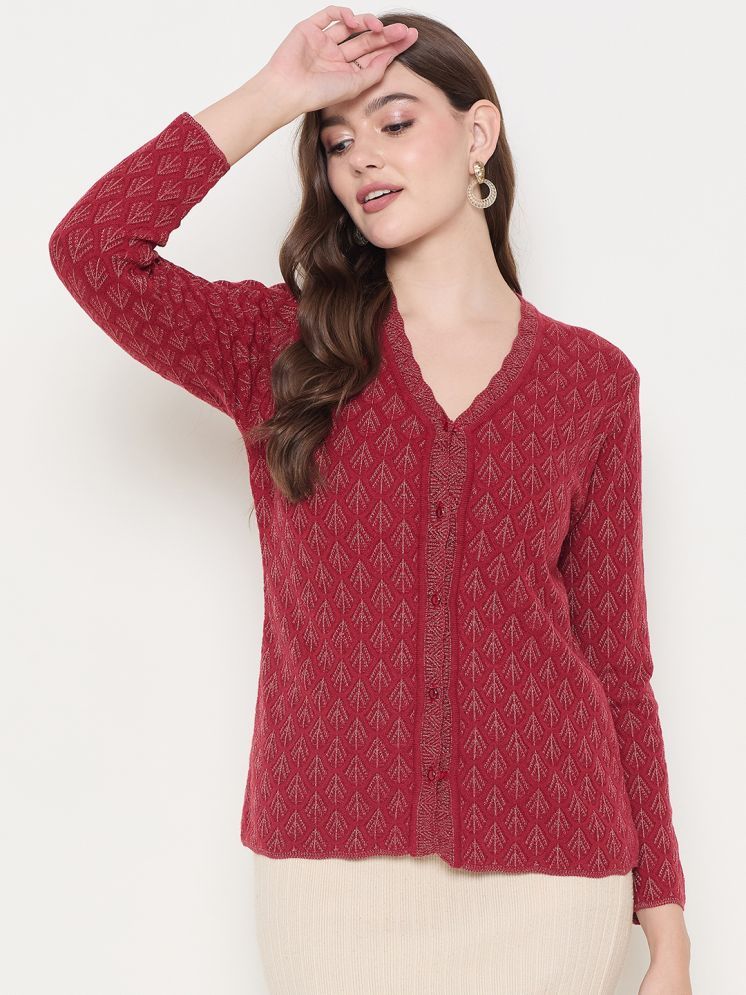     			zigo Acro Wool V Neck Women's Buttoned Cardigans - Red ( )