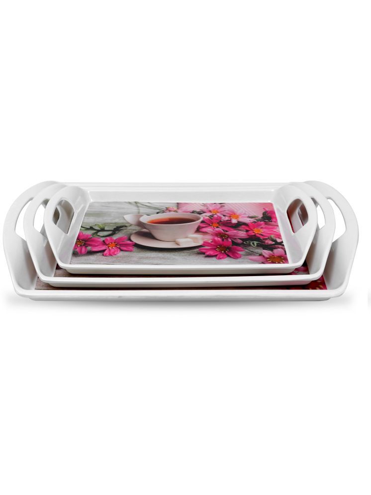     			ARIYA Serving Tray Set of 3 Pcs Printed Melamine Dinner Set ( Pack of 3 ) Multicolor