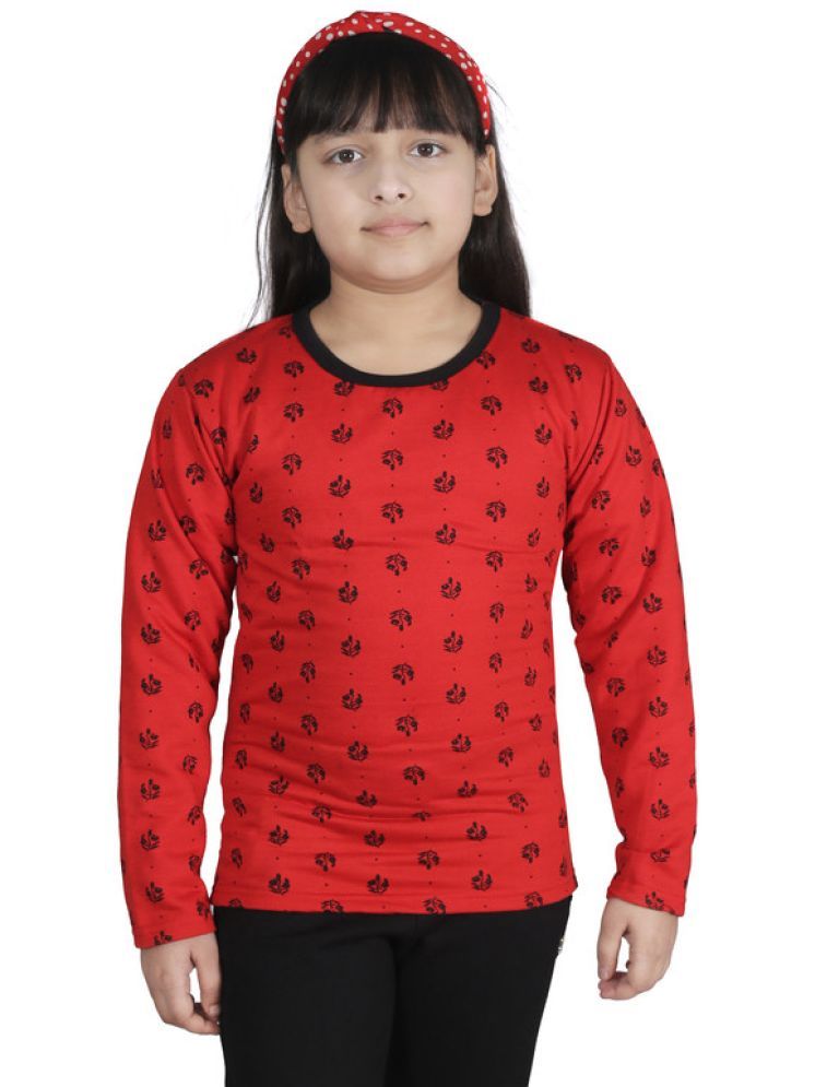     			IndiWeaves Pack of 1 Girls Fleece T-Shirt ( Red )