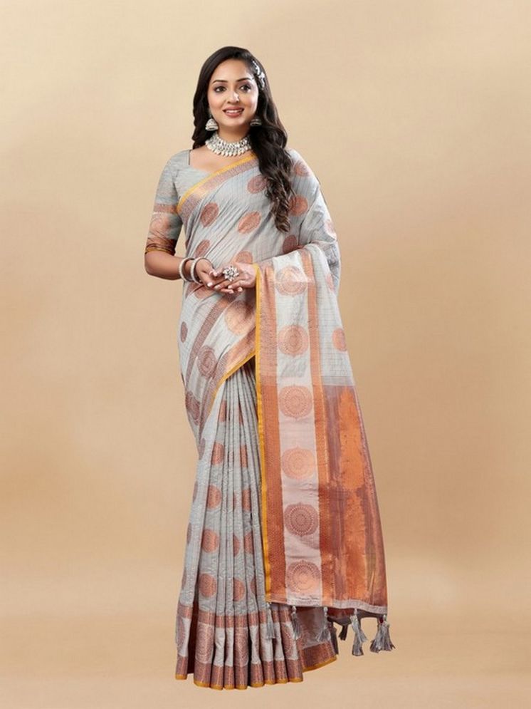     			Varni Fabrics Pack of 1 Cotton Woven Saree With Blouse Piece ( Grey )