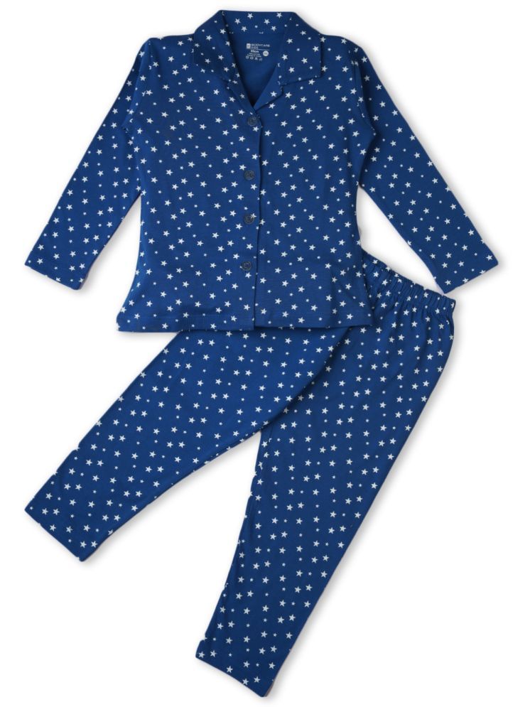     			Bodycare Pack of 1 Baby Girls Cotton Blend Nightsuits ( Navy )