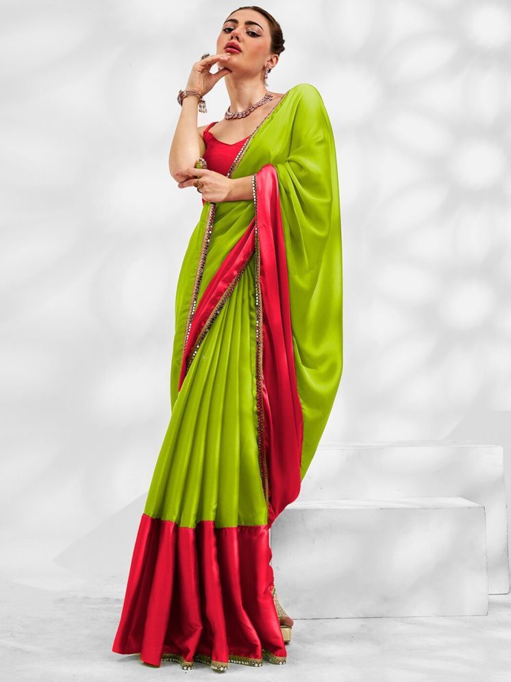     			DIKONA DESIGNER Pack of 1 Crepe Cut Outs Saree With Blouse Piece ( Green )