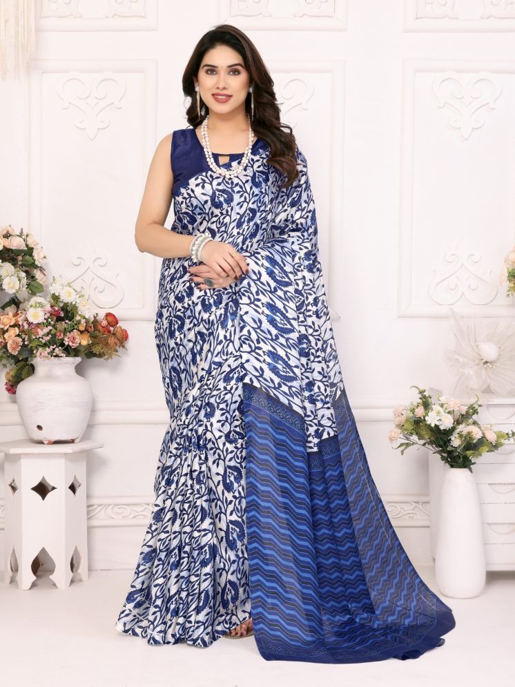     			DIKONA DESIGNER Pack of 1 Cotton Blend Printed Saree With Blouse Piece ( Blue )