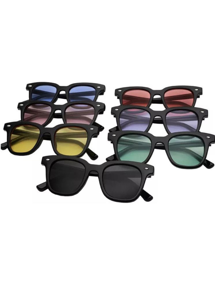     			Elligator Black Rectangular Sunglasses ( Pack of 7 )