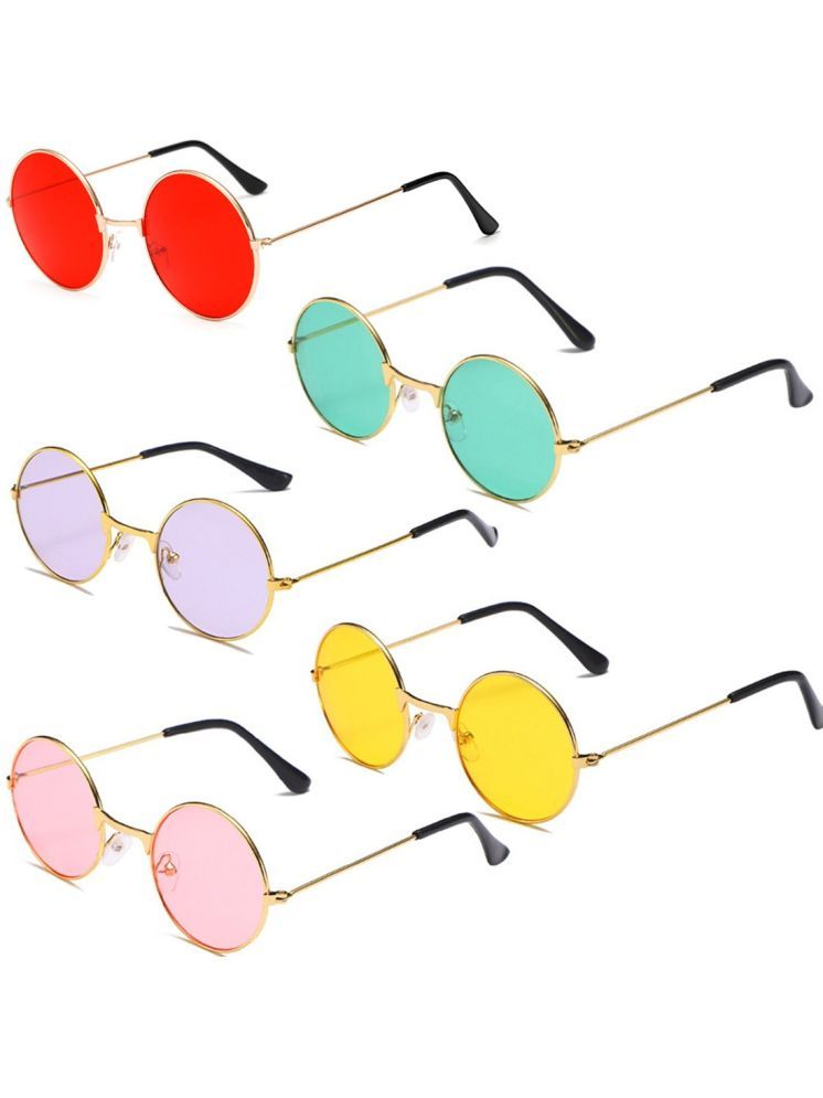     			Elligator Gold Round Sunglasses ( Pack of 5 )