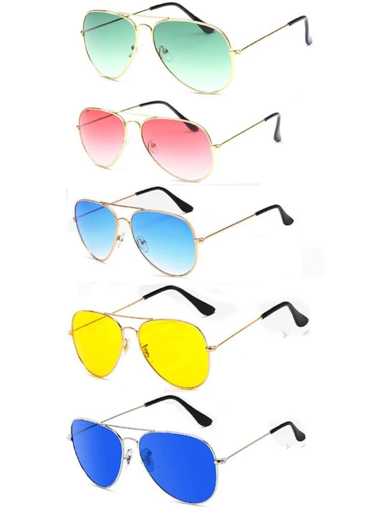     			Elligator Multicolor Pilot Sunglasses ( Pack of 5 )