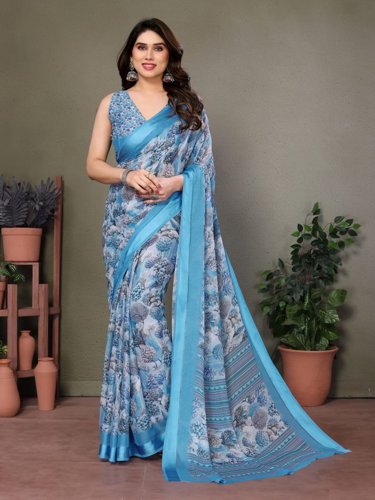     			Gazal Fashions Pack of 1 Satin Printed Saree With Blouse Piece ( Multicolor1 )