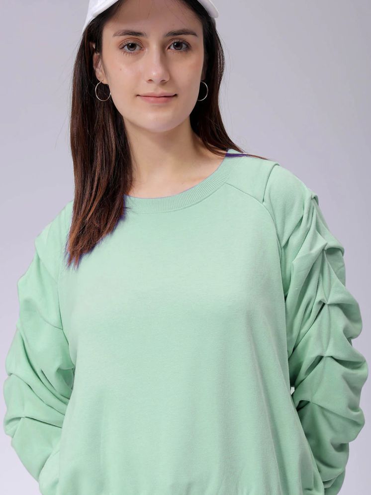     			Hushbucks Cotton - Fleece Women's Non Hooded Sweatshirt ( Green )