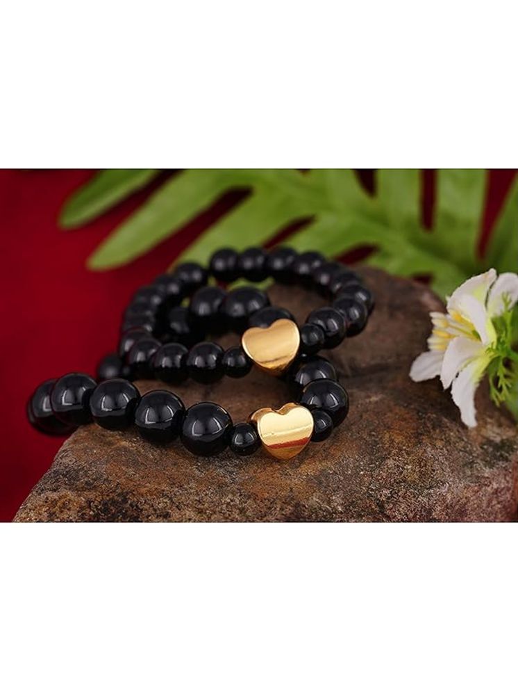     			JFL - Jewellery For Less Black Bracelet ( Pack of 2 )