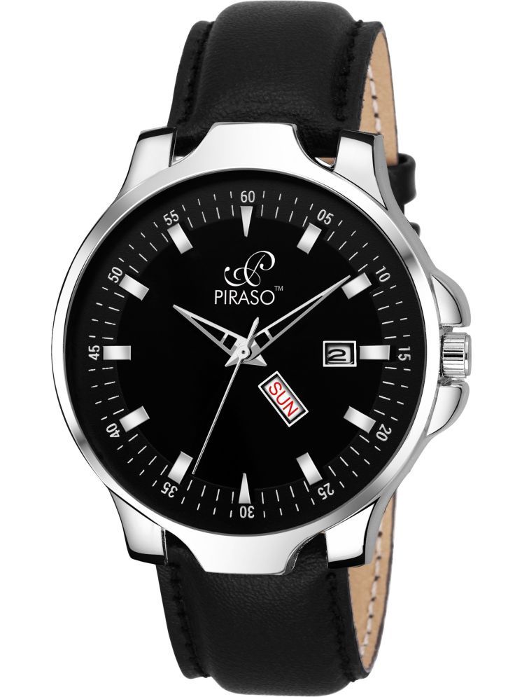     			PIRASO Black PU Analog Men's Watch