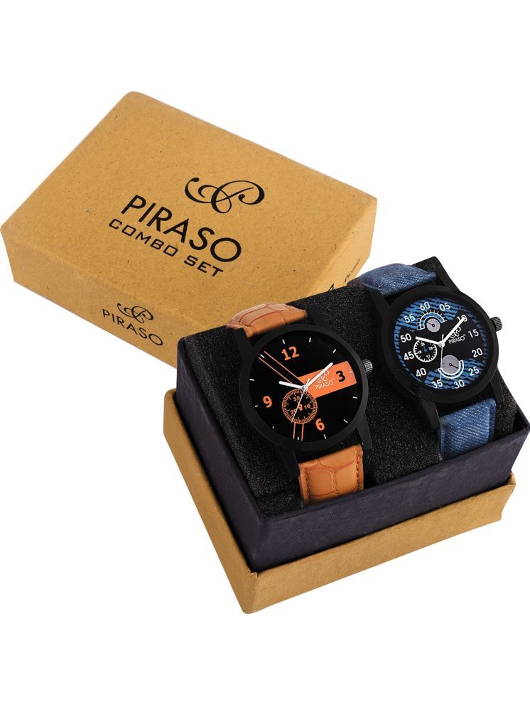     			PIRASO Blue Leather Analog Men's Watch