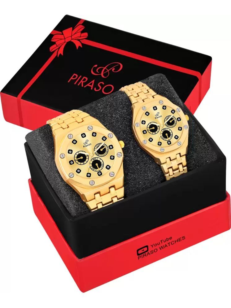     			PIRASO Gold Stainless Steel Analog Men's Watch