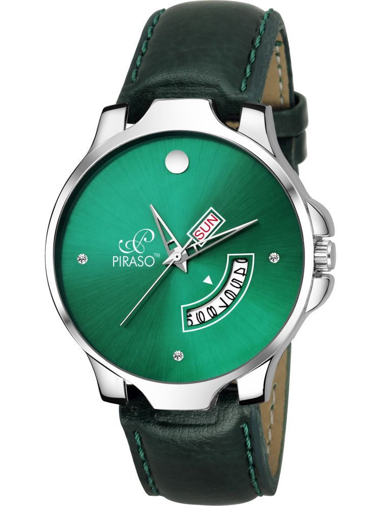     			PIRASO Green Leather Analog-Digital Men's Watch