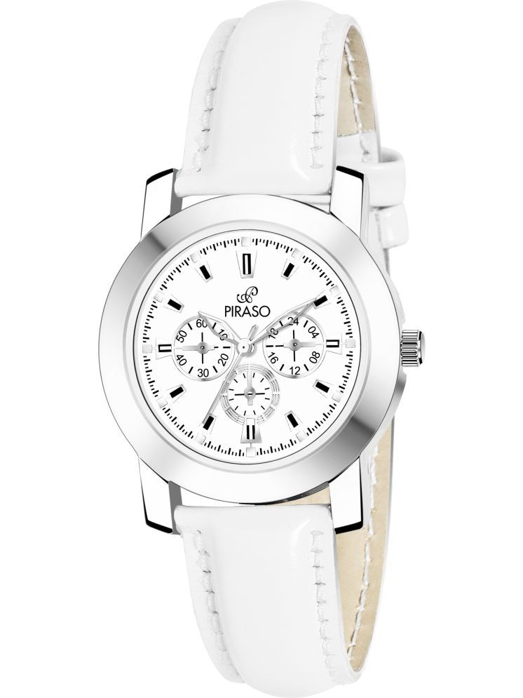     			PIRASO White Leather Analog Men's Watch