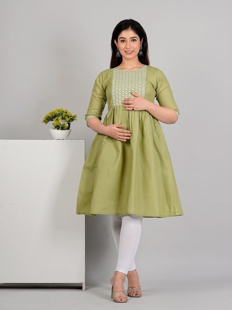     			RIAANA Peach Cotton Blended Maternity Tops Single