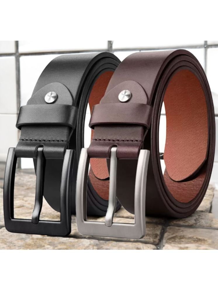     			SUNSHOPPING - Multicolor 100% Leather Men's Formal Belt ( Pack of 2 )