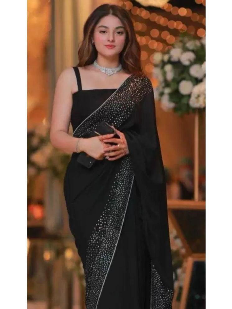     			Saadhvi Pack of 1 Georgette Embellished Saree With Blouse Piece ( Black )