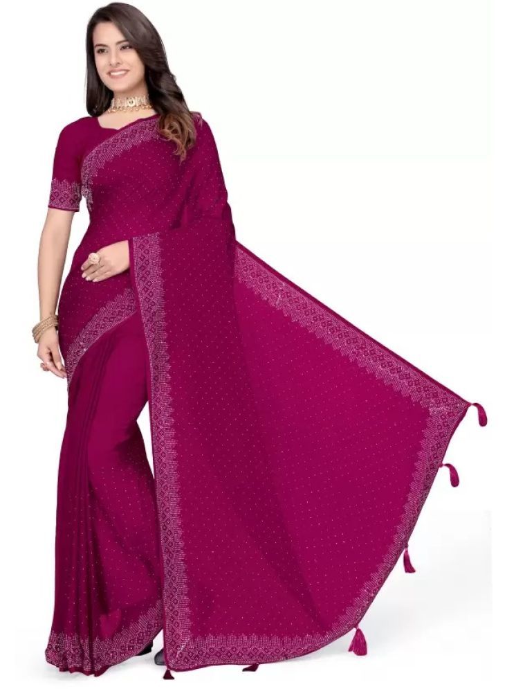     			Saadhvi Pack of 1 Georgette Self Design Saree With Blouse Piece ( Wine )