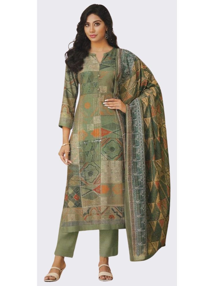     			Soul Essence Unstitched Woollen Printed Dress Material - Green ( Pack of 1 )