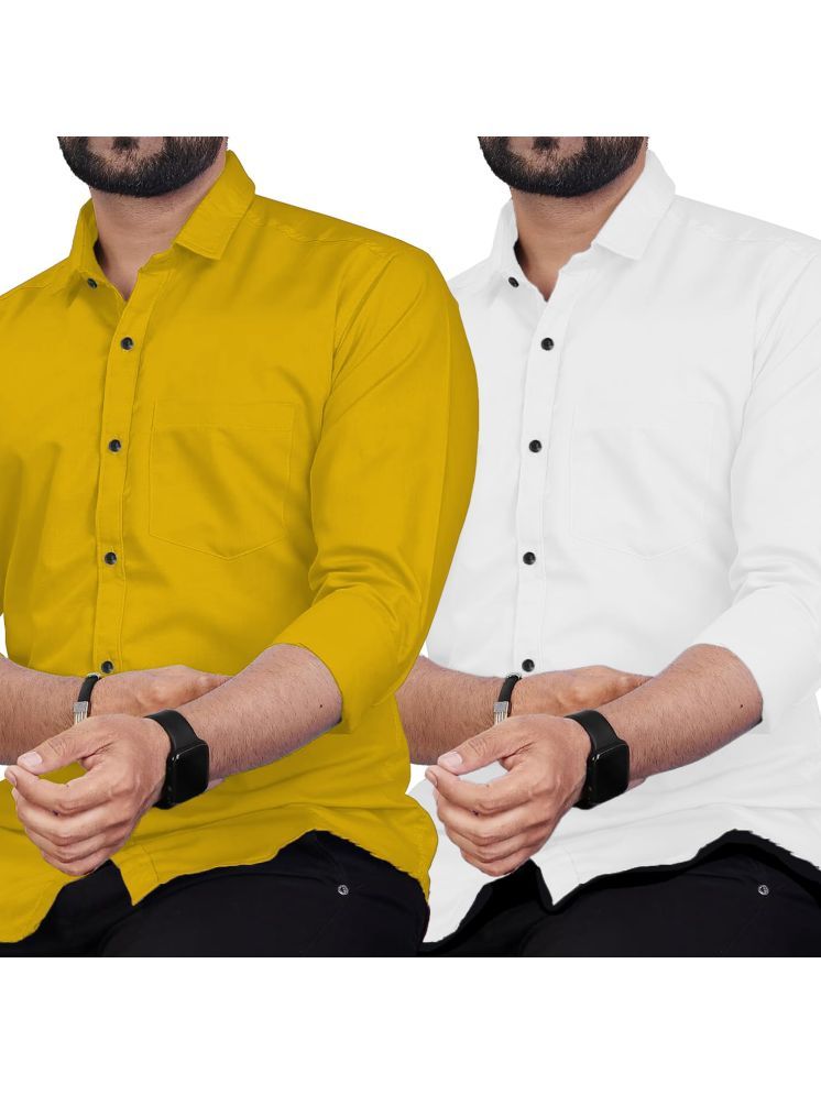     			TrendiVastra Cotton Blend Slim Fit Solids Full Sleeves Men's Casual Shirt - Yellow ( Pack of 2 )