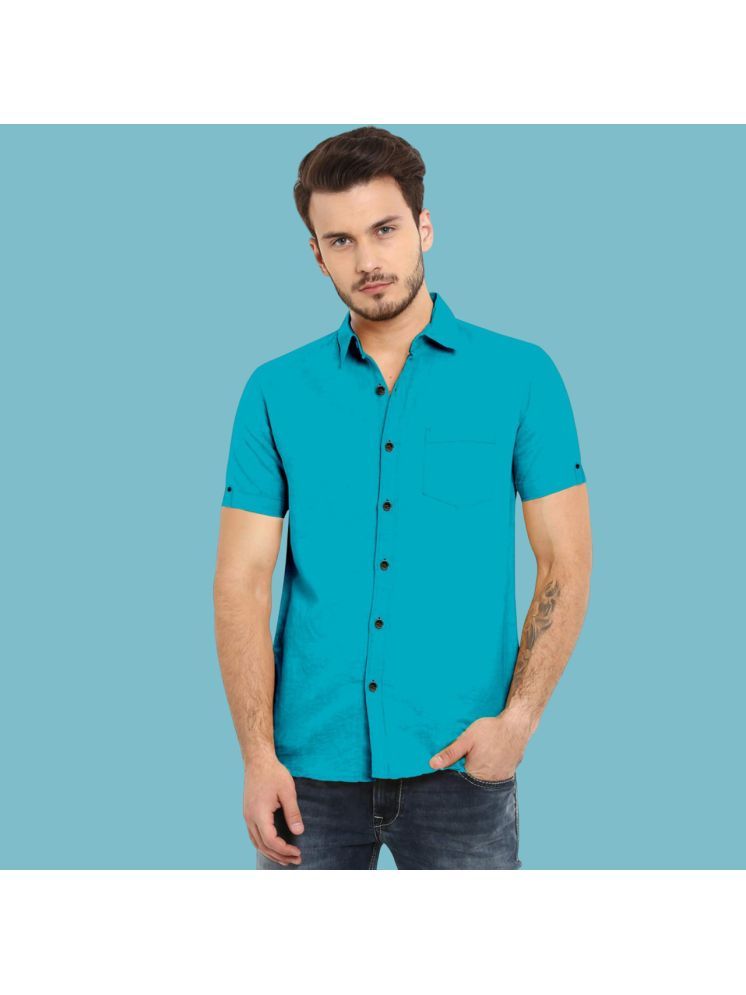     			VTEXX Cotton Blend Regular Fit Solids Half Sleeves Men's Casual Shirt - Light Blue ( Pack of 1 )